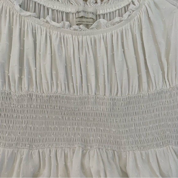 UO Rosie Smocked Tiered Ruffle Romper - White Large - Picture 7 of 8